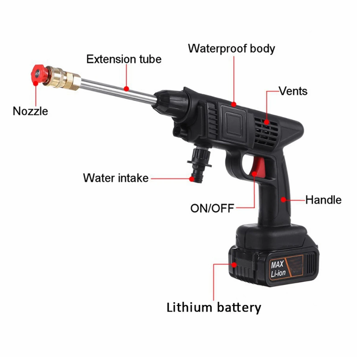 RECHARGEABLE CORDLESS HIGH PRESSURE CAR WASHER GUN