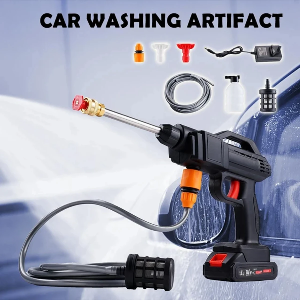 RECHARGEABLE CORDLESS HIGH PRESSURE CAR WASHER GUN